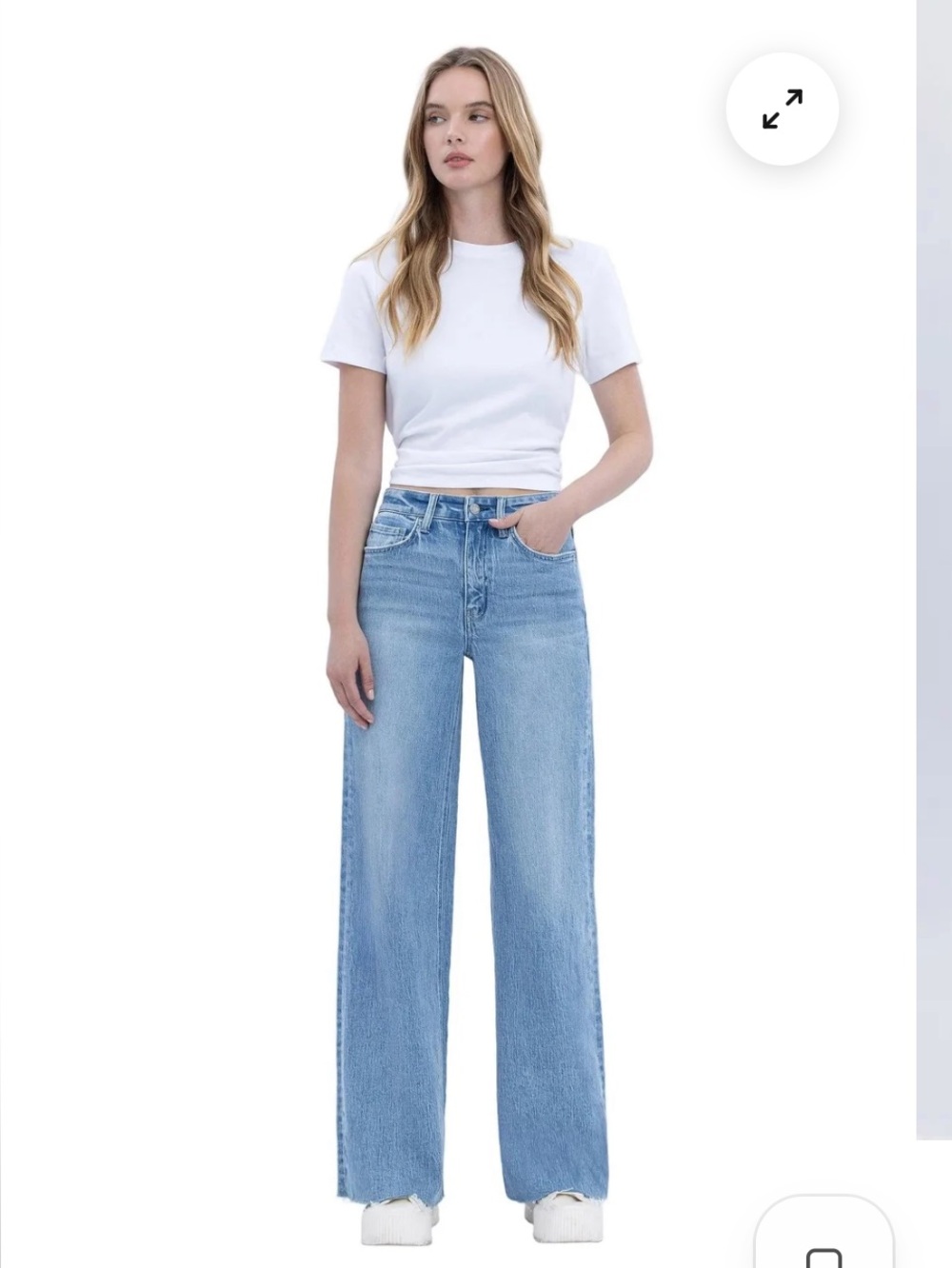 Vervet - High Rise Clean Cut Raw Hem Wide Jeans Size 29 (32" Inseam) - T6900